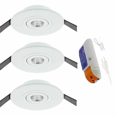 3 LED inbouwspots Verona 330 Lumen 3000K 80mm wit dimbaar
