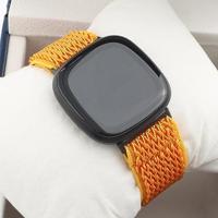 Fitbit Versa 3/4 & Sense 1/2 Nylon loop bandje - Oranje - thumbnail