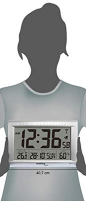 Techno Line WS 8009 Wandklok Zendergestuurd 4.3 cm x 410 mm x 270 mm x 43 mm Zilver