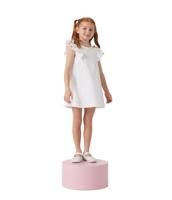 Korte mouwen katoenen kinderjurk PETIT BATEAU wit - thumbnail