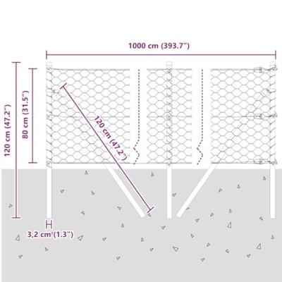 VidaXL Afrasteringspaal groen 10 x 0,8 m (50 mm gaas) staal en pvc