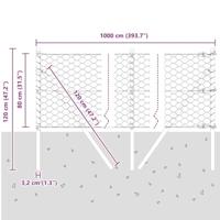 VidaXL Afrasteringspaal grijs 10 x 0,8 m (50 mm gaas) staal en pvc - thumbnail