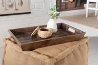 Massief dienblad 44x29cm mangohout antieke afwerking met handvatten - 40633 - thumbnail