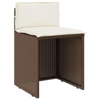 3-delige Bistroset met kussens poly rattan bruin - thumbnail
