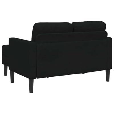2-zitsbank met ligchaise L-vormig 125 cm stof zwart