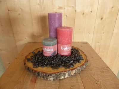 Kaarsen set Bolsius 3 stuk paars, rood en grijsgroen met zwarte steentjes Warentuin Mix - Warentuin mix Kaarsen set Bolsius 3 stuk paars, rood en grijsgroen met zwarte steentjes Warentuin Mix - Warentuin mix