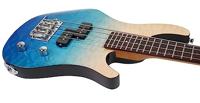 Flight Rock Series Mini Bass Ukulele Transparent Blue solid body elektrische bas-ukelele met deluxe gigbag - thumbnail