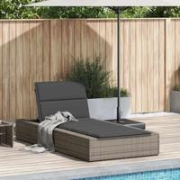 Ligbed met zwevend kussen poly rattan grijs - thumbnail