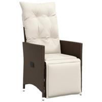 Tuinstoelen 2 st verstelbaar met kussens poly rattan bruin - thumbnail