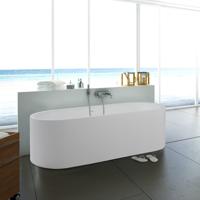 Vrijstaand Bad BWS Solid Surface 180x82x54 cm Mat Wit Aqua Splash - thumbnail