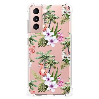 Samsung Galaxy S21 FE Case Anti-shock Flamingo Palms Samsung Galaxy S21 FE Case Anti-shock Flamingo Palms