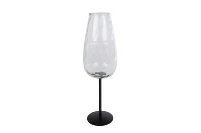 Vaas Wine glass L helder/zwart glas/metaal 8x8x28cm