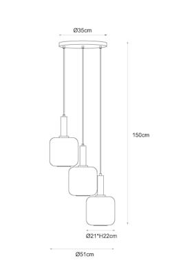 Lucide ELOISE - Hanglamp - Ø 40 cm - 3xE27 - Zwart