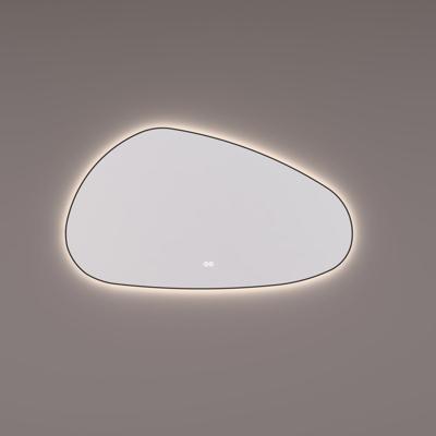 HIPP Design spiegel Organisch Mat Zwart - Indirecte LED Rondom - 120x70x3cm - Spiegelverwarming - Kleurenwissel - Touch Dimmer