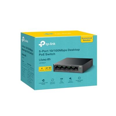 TP-Link LiteWave LS105P Unmanaged Fast Ethernet (10/100) Power over Ethernet (PoE) Zwart TP-Link LiteWave LS105P Unmanaged Fast Ethernet (10/100) Power over Ethernet (PoE) Zwart