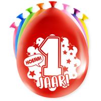 Party Ballonnen Hoera 1 Jaar - 8 Stuks - thumbnail