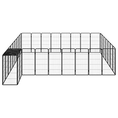Hondenkennel 34 panelen 50x100 cm gepoedercoat staal zwart
