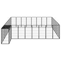 Hondenkennel 34 panelen 50x100 cm gepoedercoat staal zwart - thumbnail