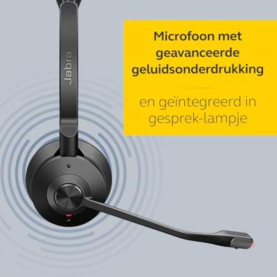 Jabra Engage 75 SE Stereo On Ear headset Bluetooth, DECT, Kabel Stereo Zwart Noise Cancelling Microfoon uitschakelbaar (mute), NFC