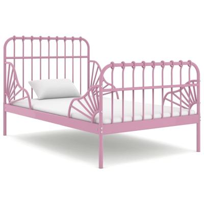 Bedframe verlengbaar metaal roze 80x130/200 cm