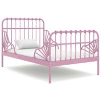 Bedframe verlengbaar metaal roze 80x130/200 cm - thumbnail
