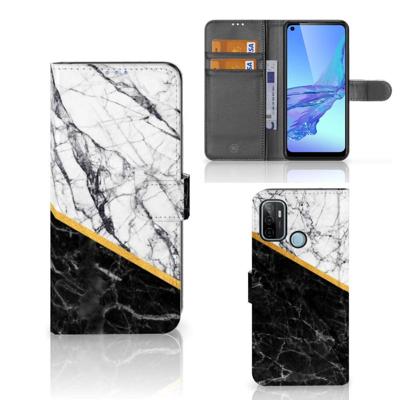 OPPO A53 | OPPO A53s | Bookcase | Marmer Wit Zwart - Origineel Cadeau Man