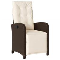 Tuinstoelen 2 st verstelbaar met voetensteun poly rattan bruin - thumbnail