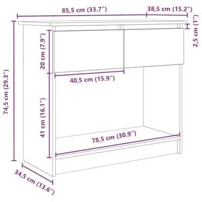 Wandtafel met lades 85,5x38,5x74,5 cm betongrijs