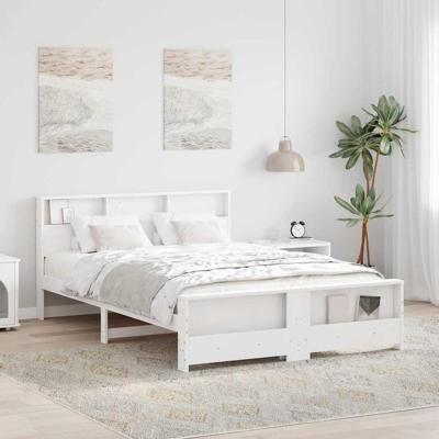 Bedframe met hoofdeinde Wit 160 x 200 cm Massief grenenhout