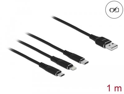 DeLOCK USB Charging cable 3 in 1 for Lightning, micro USB, USB-C kabel