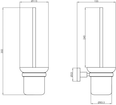 Saqu Eurotrend toiletborstel met wandhouder chroom
