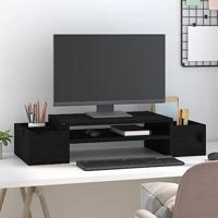 VidaXL Monitorstandaard 70x27,5x15 cm massief grenenhout zwart - thumbnail