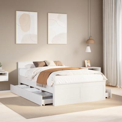 Bedframe zonder matras met hoofdbord grenenhout wit 120x190 cm