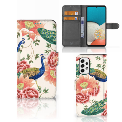 Telefoonhoesje | Met pasjeshouder | voor Samsung Galaxy A53 Pink Peacock Telefoonhoesje | Met pasjeshouder | voor Samsung Galaxy A53 Pink Peacock