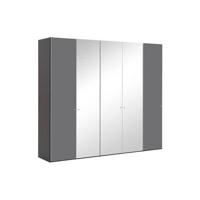 Goossens Kledingkast Easy Storage Ddk, Kledingkast 253 cm breed, 220 cm hoog, 2x glas draaideur en 3x spiegel draaideur midden - thumbnail