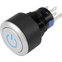 TRU COMPONENTS 1303031 LAS1-AWY-11T/B/12V/P Druktoets 250 V/AC 3 A 1x uit/(aan) Moment Blauw IP65 1 stuk(s) - thumbnail