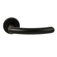 Hardbrass Deurkruk Helsinki op rond rozet - zwart - thumbnail