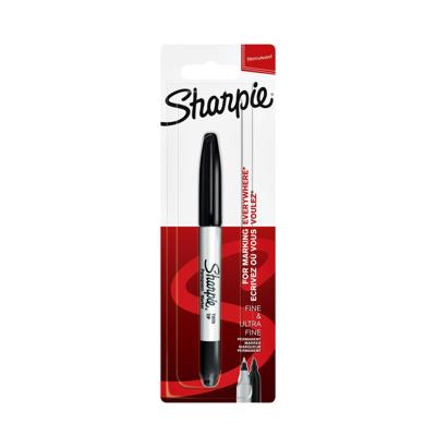 Viltstift Sharpie rond Twin tip ultra fijn & F zwart blister à 1 stuk