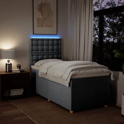 Boxspring met matras stof lichtgrijs 140x200 cm
