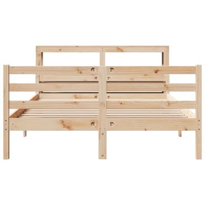Bedframe met hoofdbord massief grenenhout 140x190 cm - thumbnail