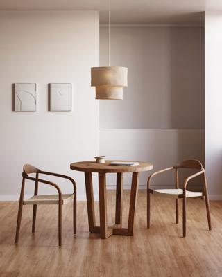 Kave Home Tuin / Eetkamerstoel 'Nina' kleur Beige walnoot