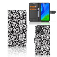 Huawei P Smart 2020 Hoesje Black Flowers - thumbnail