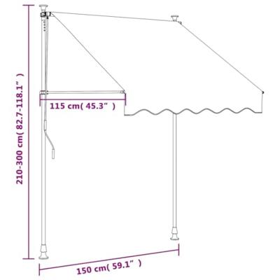 Luifel uittrekbaar 150x150 cm stof en staal antracietkleurig - thumbnail