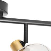 QAZQA Plafondspot zwart met goud met smoke glas 4-lichts - Zuzanna - thumbnail
