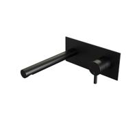 Zwarte mat wastafelmengkraan met rechte uitloop en afdekplaat, model B1 - thumbnail