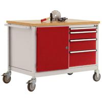 Manuflex TP1025.3003 Mobiele werkbank model 4 met lichtgrijze multiplex-afdekplaat 22 mm (bxdxh) 1135 x 590 x 802 mm - thumbnail