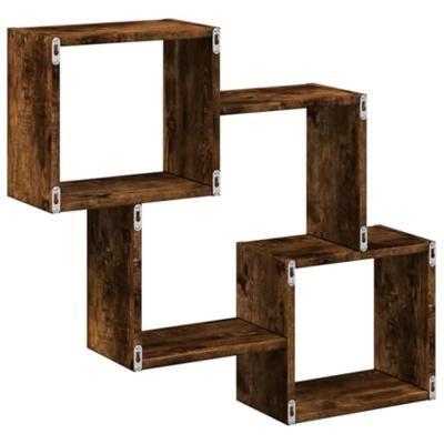 Wandkast 78x18x71 cm bewerkt hout gerookt eikenkleurig Wandkast 78x18x71 cm bewerkt hout gerookt eikenkleurig