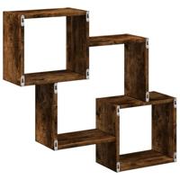 Wandkast 78x18x71 cm bewerkt hout gerookt eikenkleurig - thumbnail
