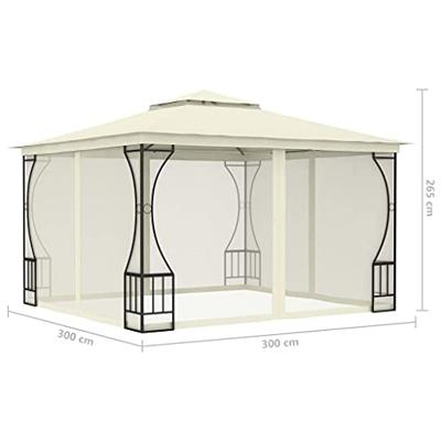Prieel -Paviljoen met gordijnen 300x300x265 cm creme