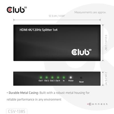 CLUB3D 1 to 4 HDMITM Splitter 4K120Hz